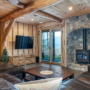 Lounging area with fireplace